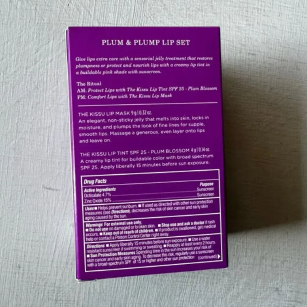 NWT Tatcha The Kissu Lip Mask The Kissu Lip Tint Plum & Plump Lip Set